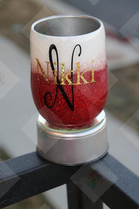 Ombre Glitter Wine Tumbler, Personalized, Customizable Glitter Tumbler, Wine Tumbler, Drinkware, Wine Glasses Glitter, Initials